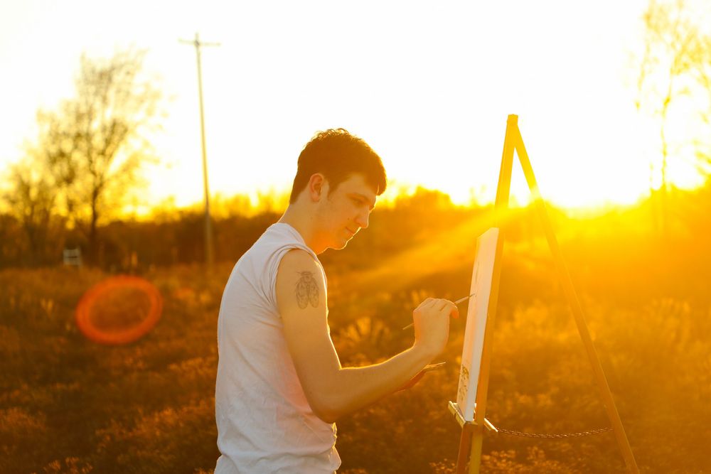 senior boy photo artsy paint