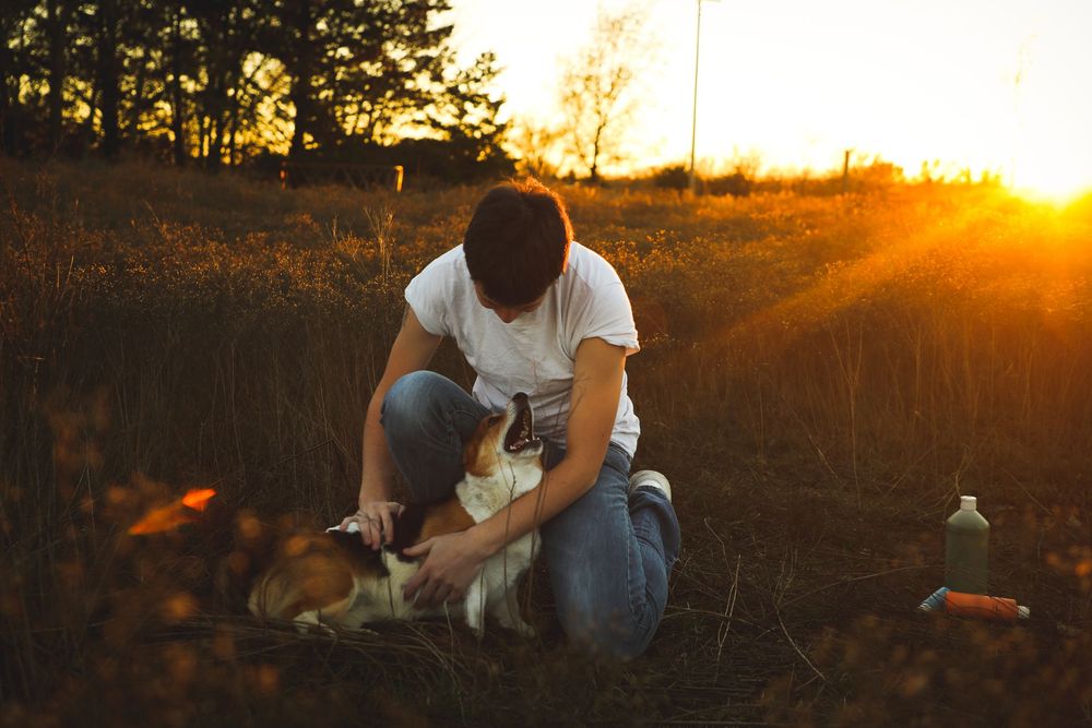 senior boy photo dog
