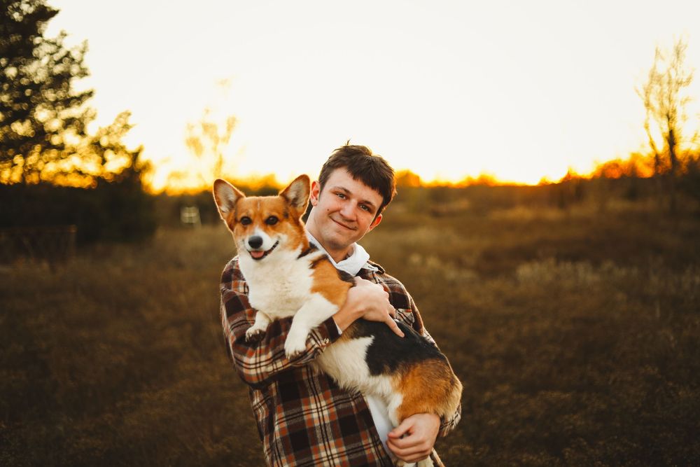 senior boy photo dog