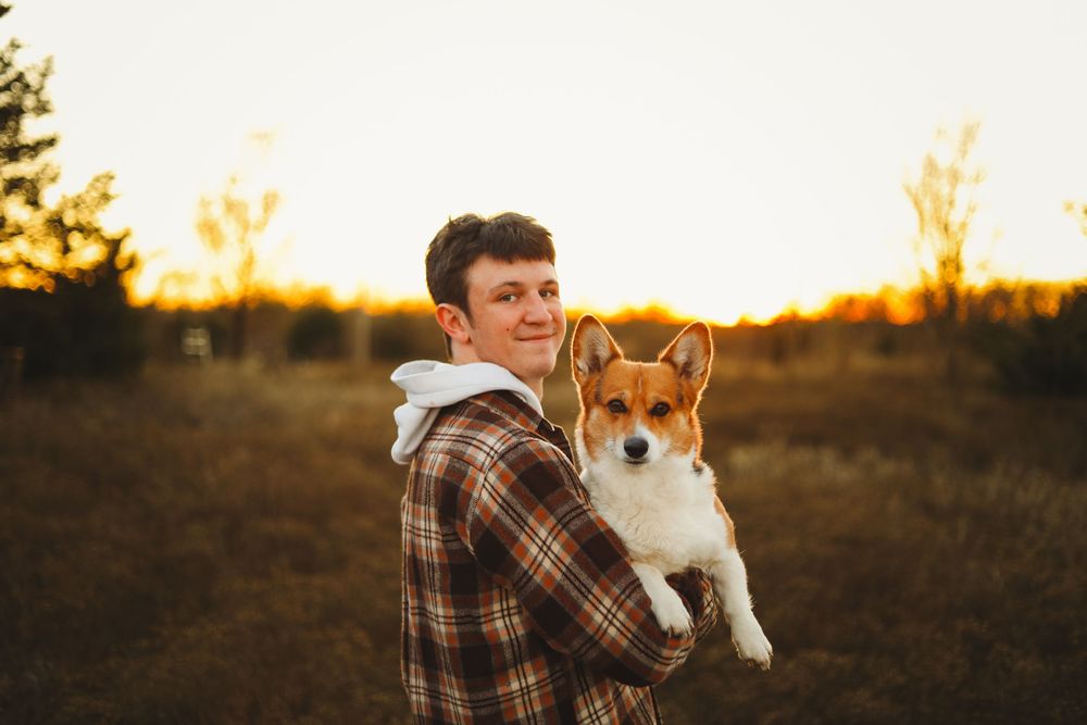 senior boy photo dog