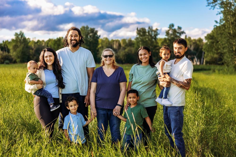 Candid moment of a family happy together during a relaxed generational portrait session, Fairbanks Alaska portrait photographer