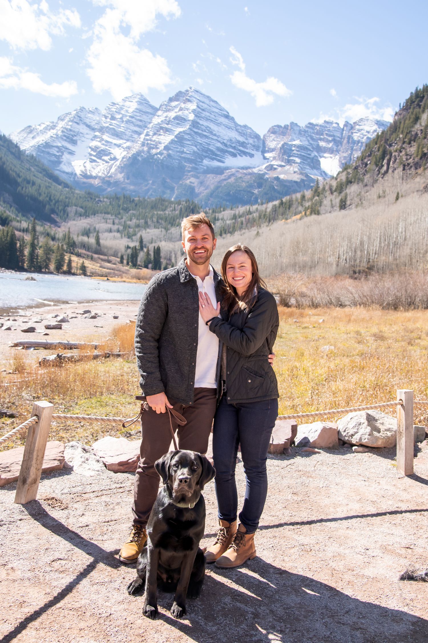 Cute proposal in October at The Maroon Bells in Aspen Colorado