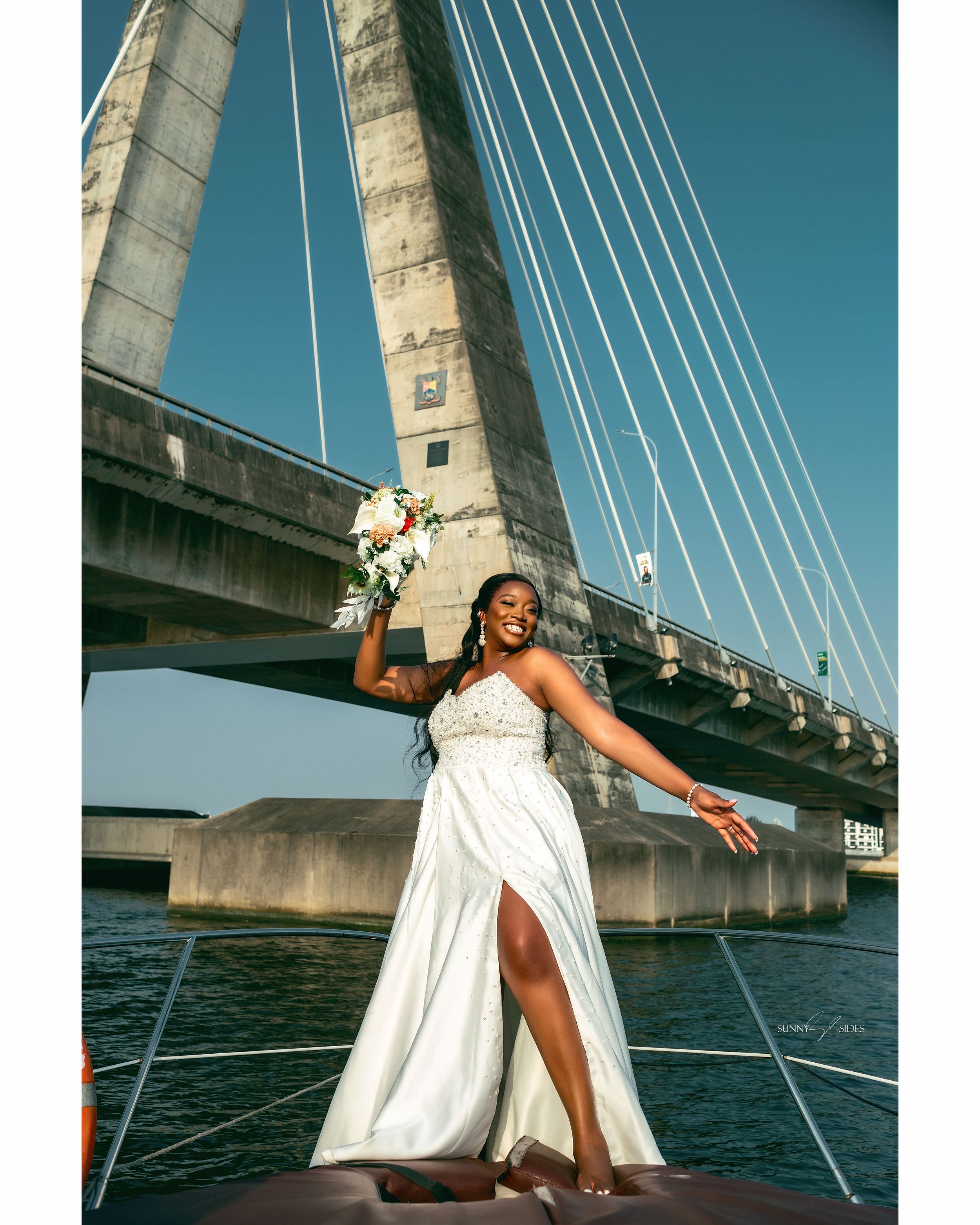 Bride on the boat