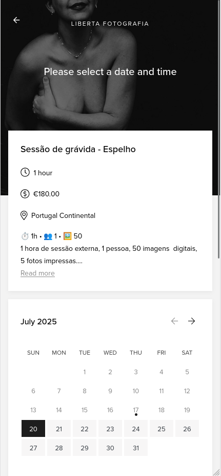 Calendario marcações Liberta fotografia