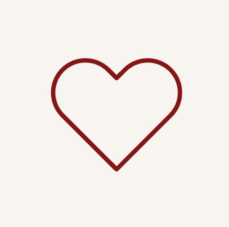 Simple red heart outline design on white background.