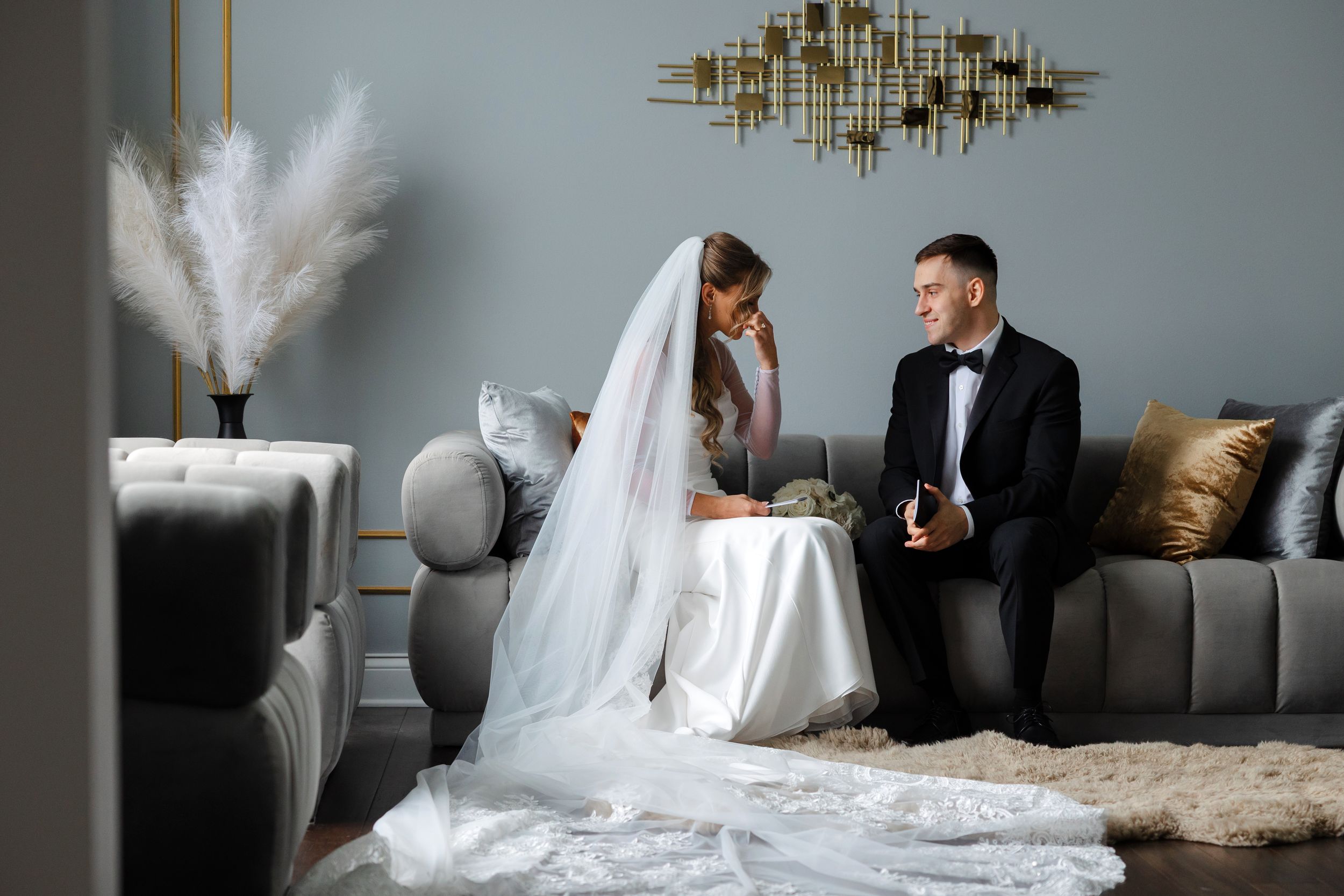 Happy bride and groom share vows privately photographed by Tom Forrest from Hudson, Ohio.
