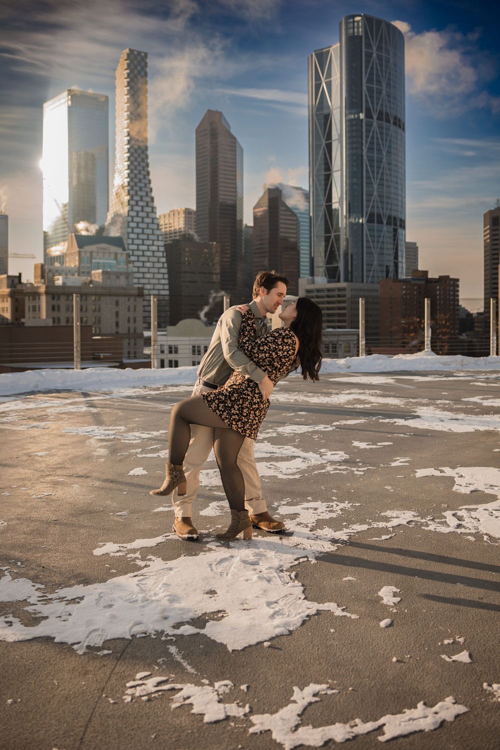 Alberta.Calgary.Edmonton Wedding Photographer JRoyale Photography Couple session winter calgary tower
