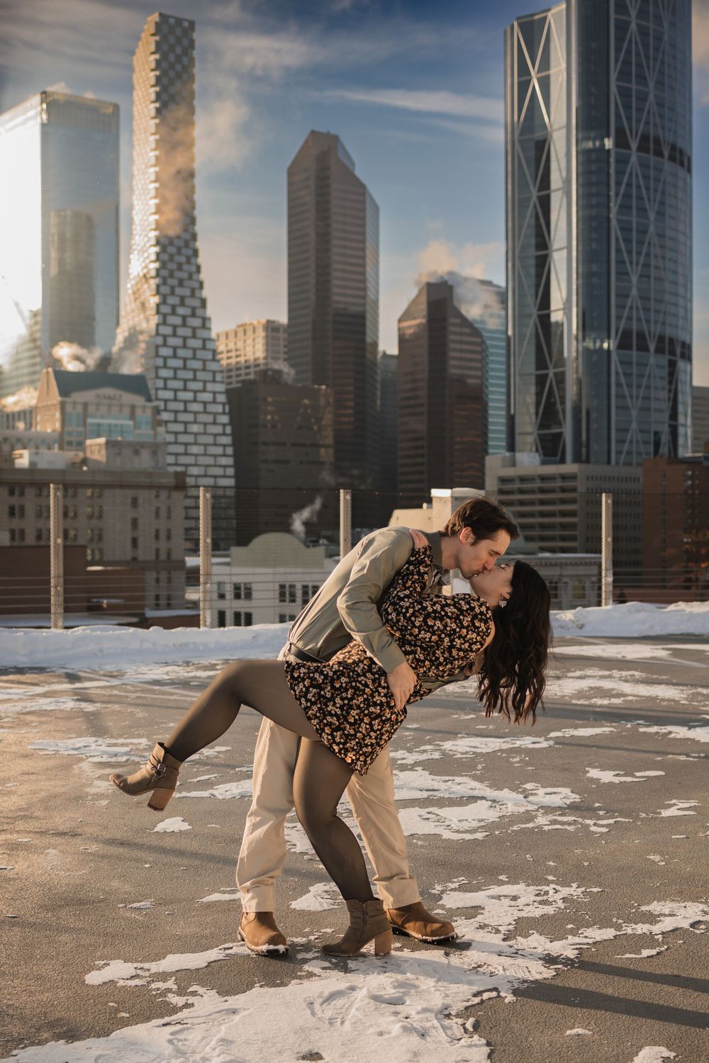 Alberta.Calgary.Edmonton Wedding Photographer JRoyale Photography Couple session winter calgary tower
