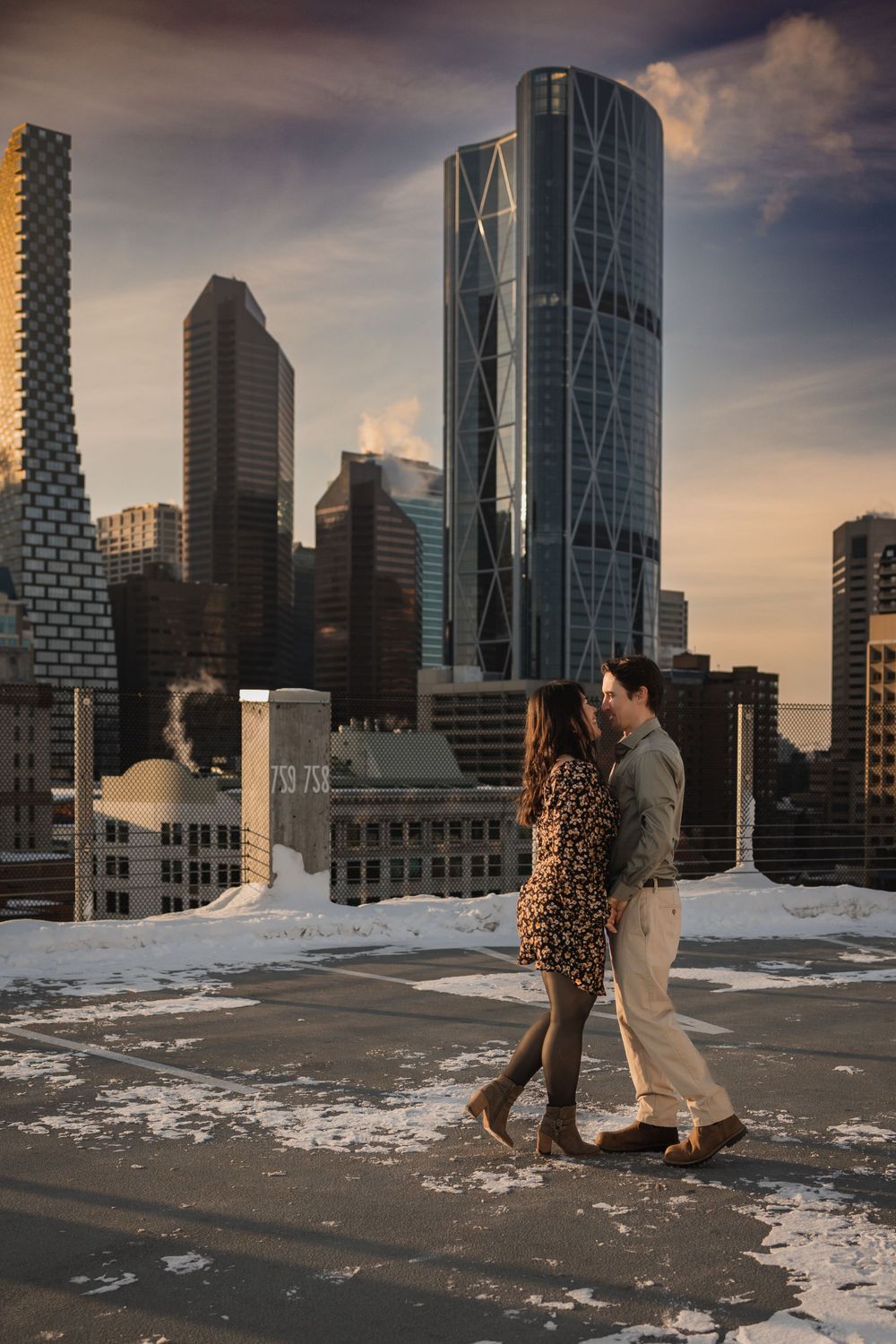 Alberta.Calgary.Edmonton Wedding Photographer JRoyale Photography Couple session winter calgary tower