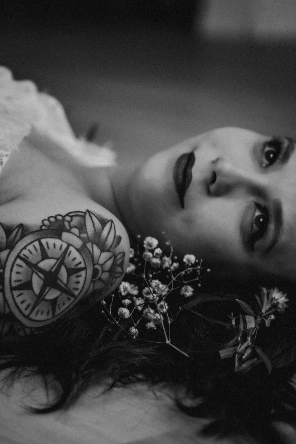 Celebrate natural beauty with bohemian boudoir; denim, wildflowers, and romantic charm for a self-love journey.