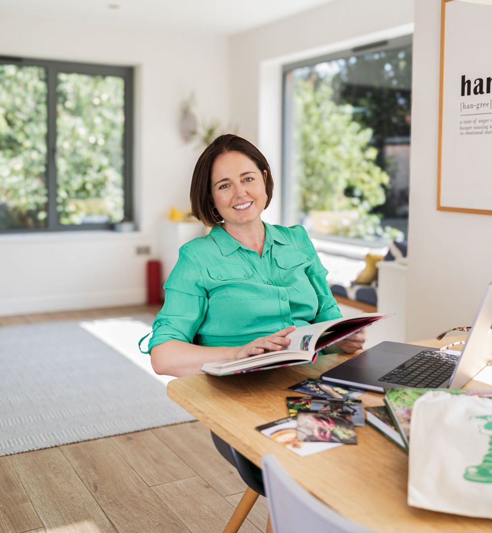 Editorial portrait of Kate Cotterill seated at her home in Harkstead, Suffolk