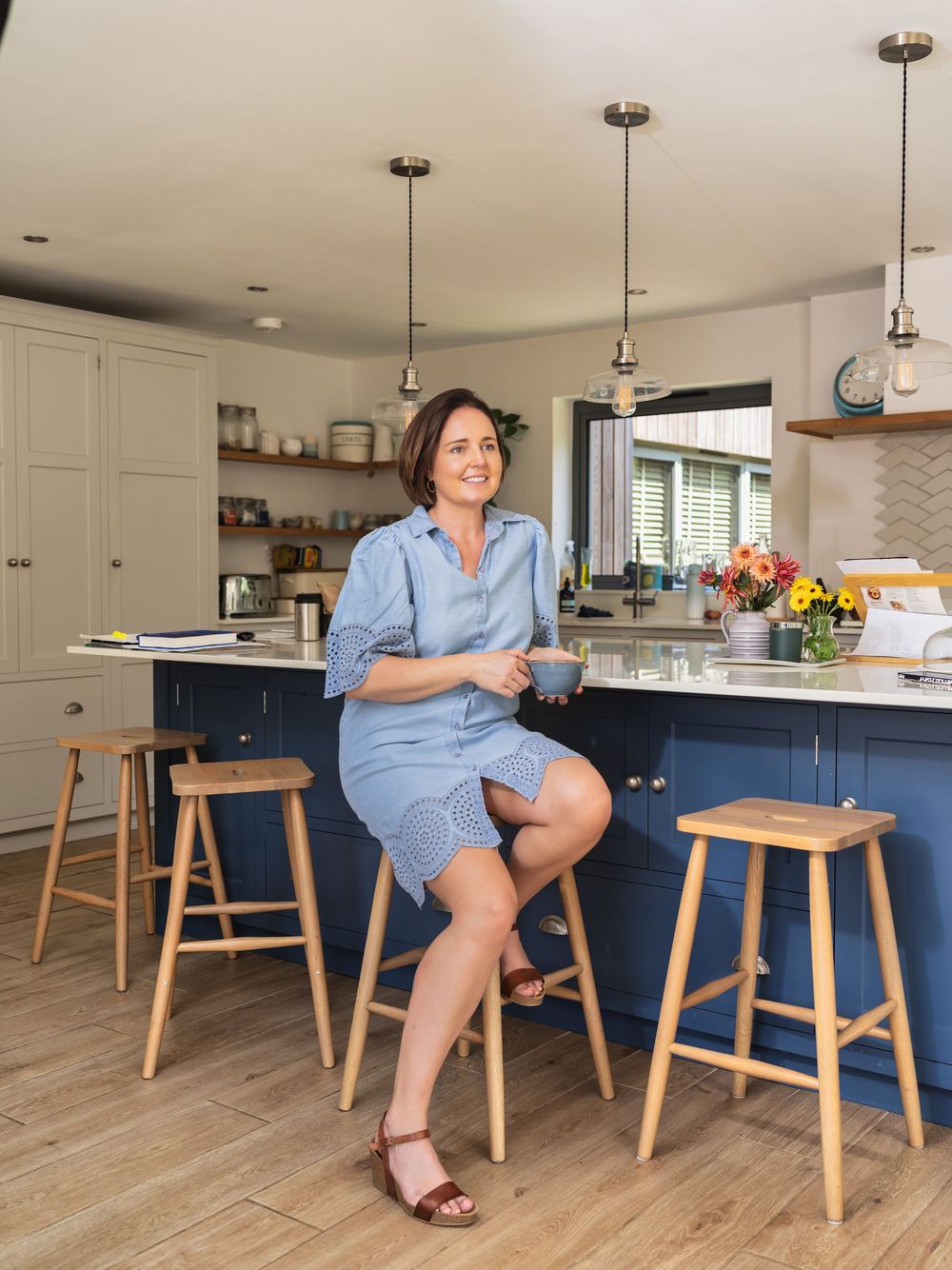 Personal branding portrait of Kate Cotterill in her home kitchen, Harkstead, Suffolk