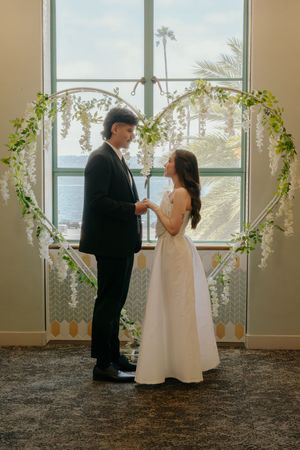 Elopement at the San Diego County Clerks office, couple betting married inside one of the county clerks office indoor ceremony spaces.