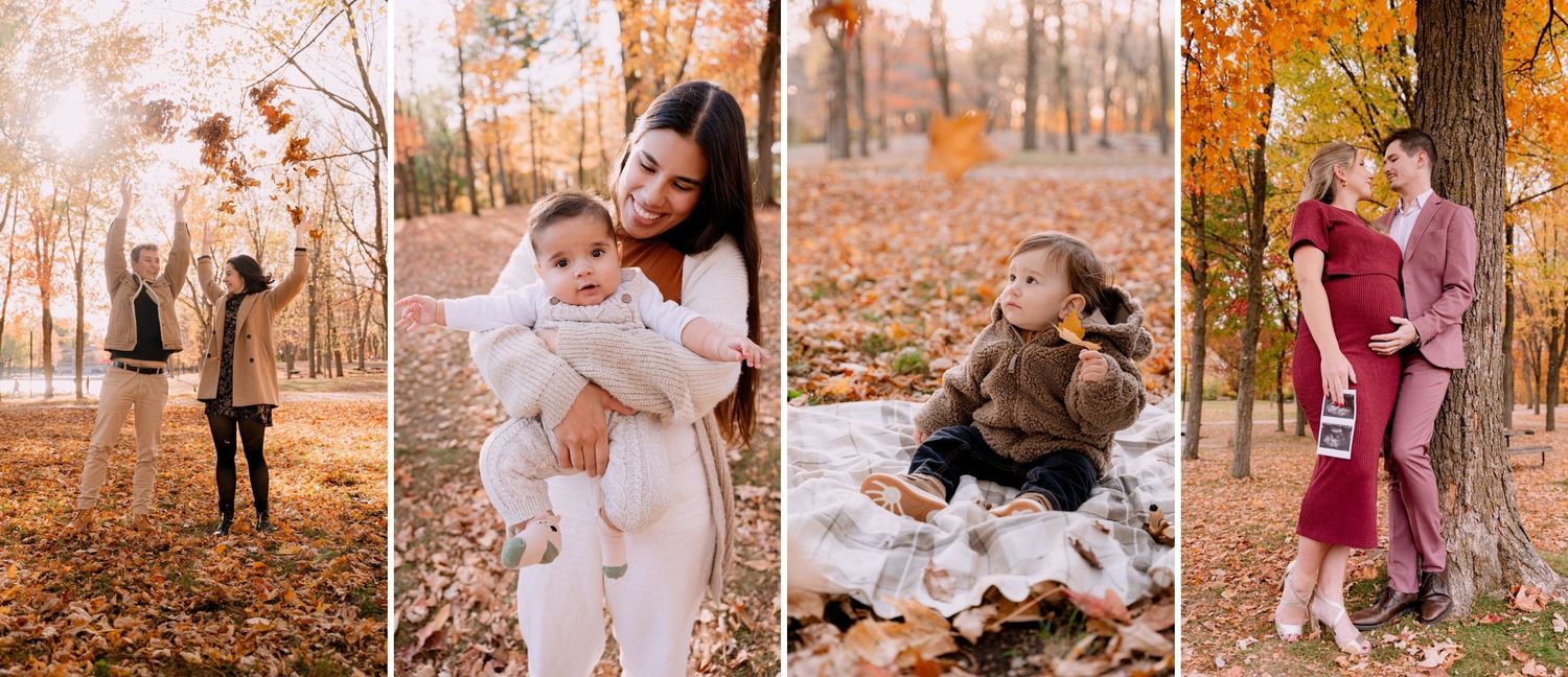 Séance photo de famille en automne à Montréal.