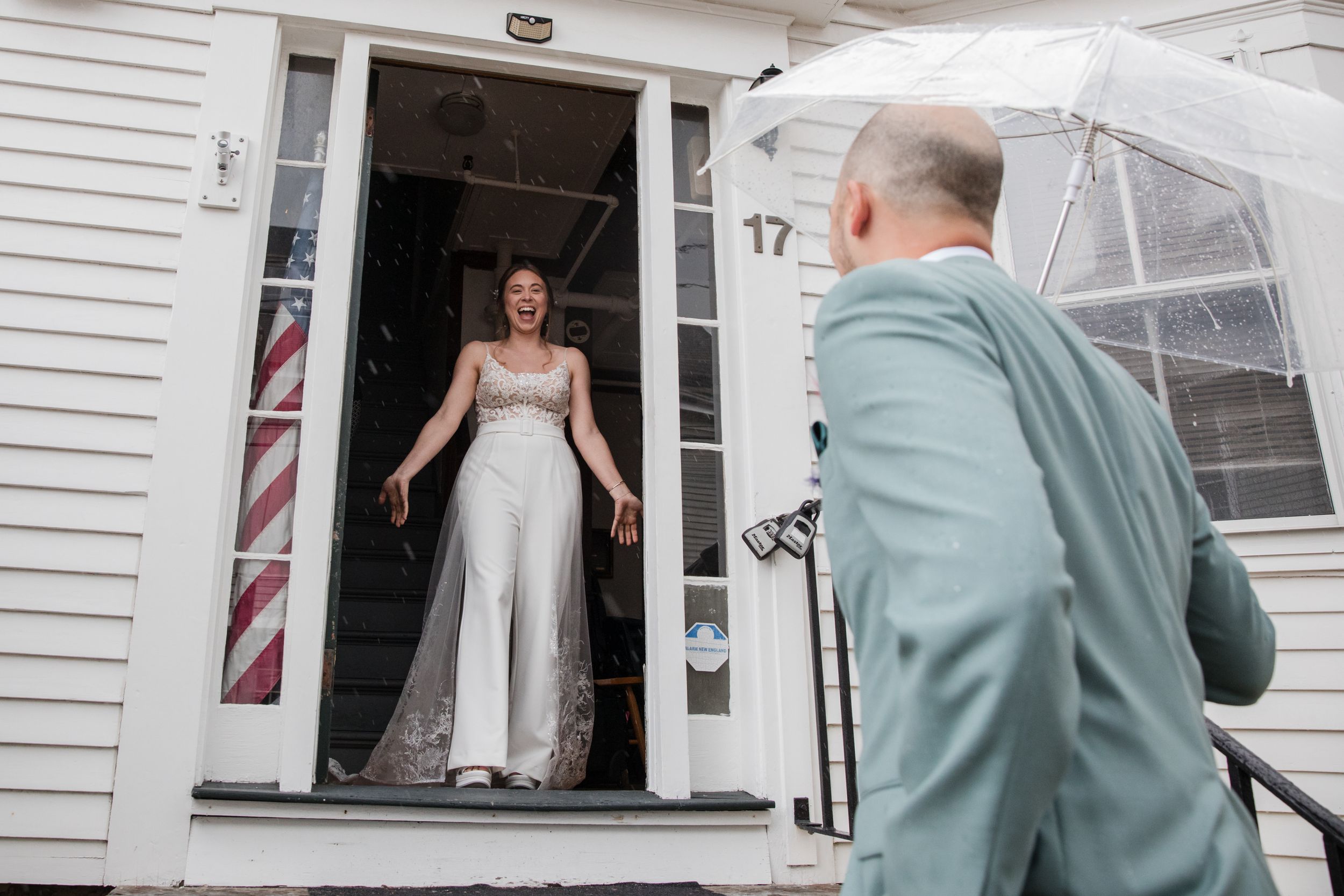 Sunset wedding on the pier at Herreshoff Marine Museum. Luxury waterfront photography in Bristol, RI by local expert Stefy Hilmer.