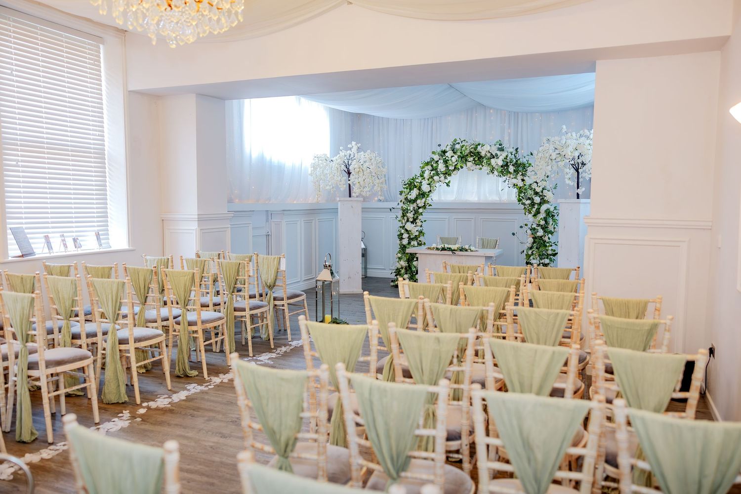 Light and airy wedding ceremony room in Nottinghamshire.