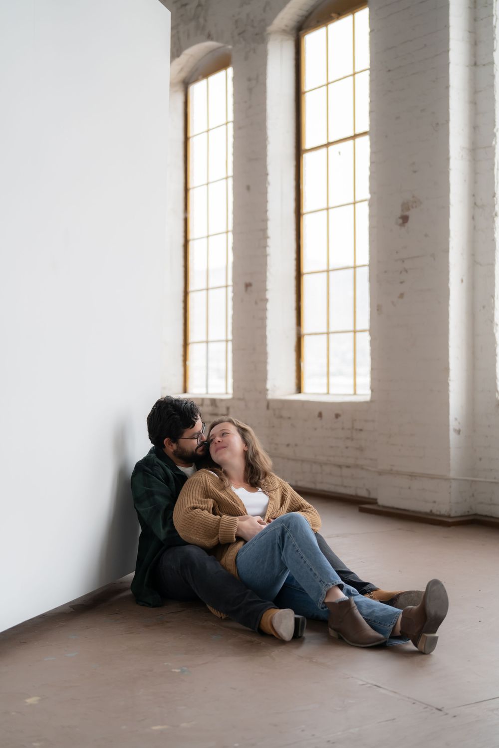 El Paso Engagement Photography in a rustic studio