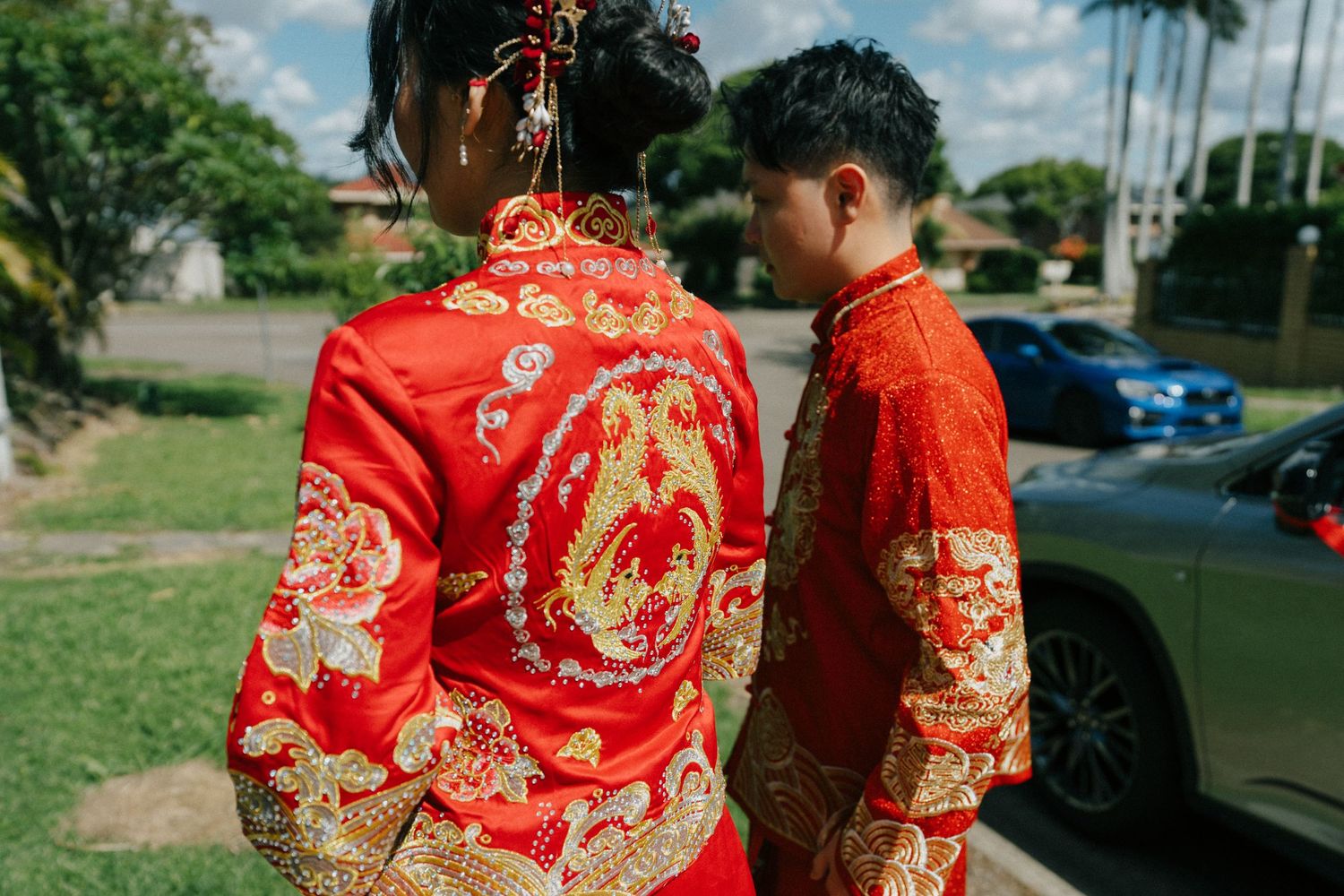 "Gold Coast bride serving tea during traditional wedding ceremony"