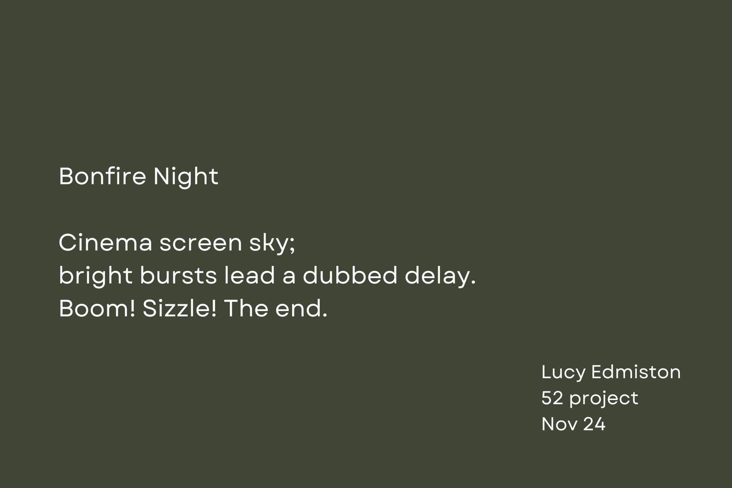 White text on dark green background describes a cinematic bonfire scene.