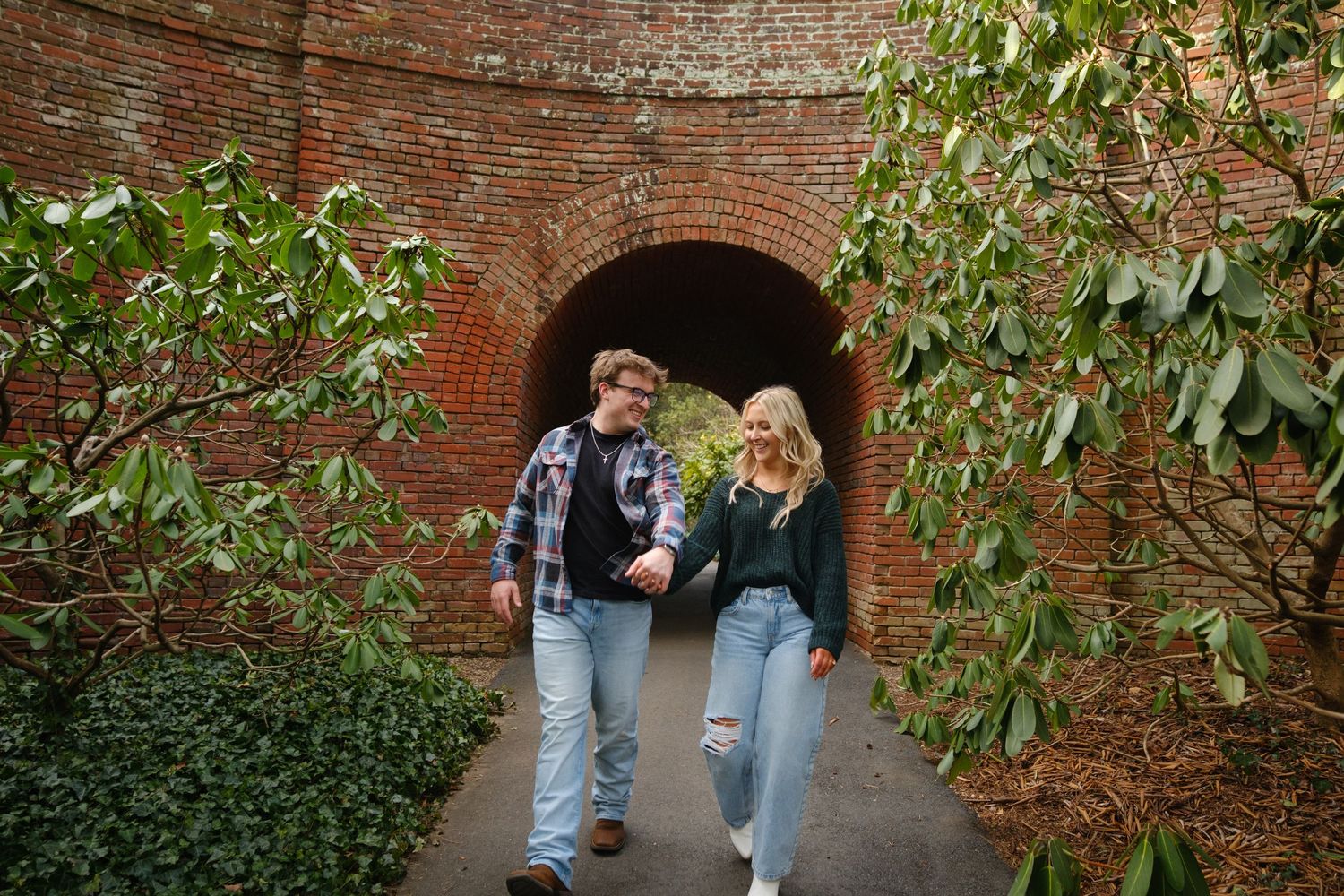 Newly engaged couple celebrating at Biltmore Estate in Western North Carolina
