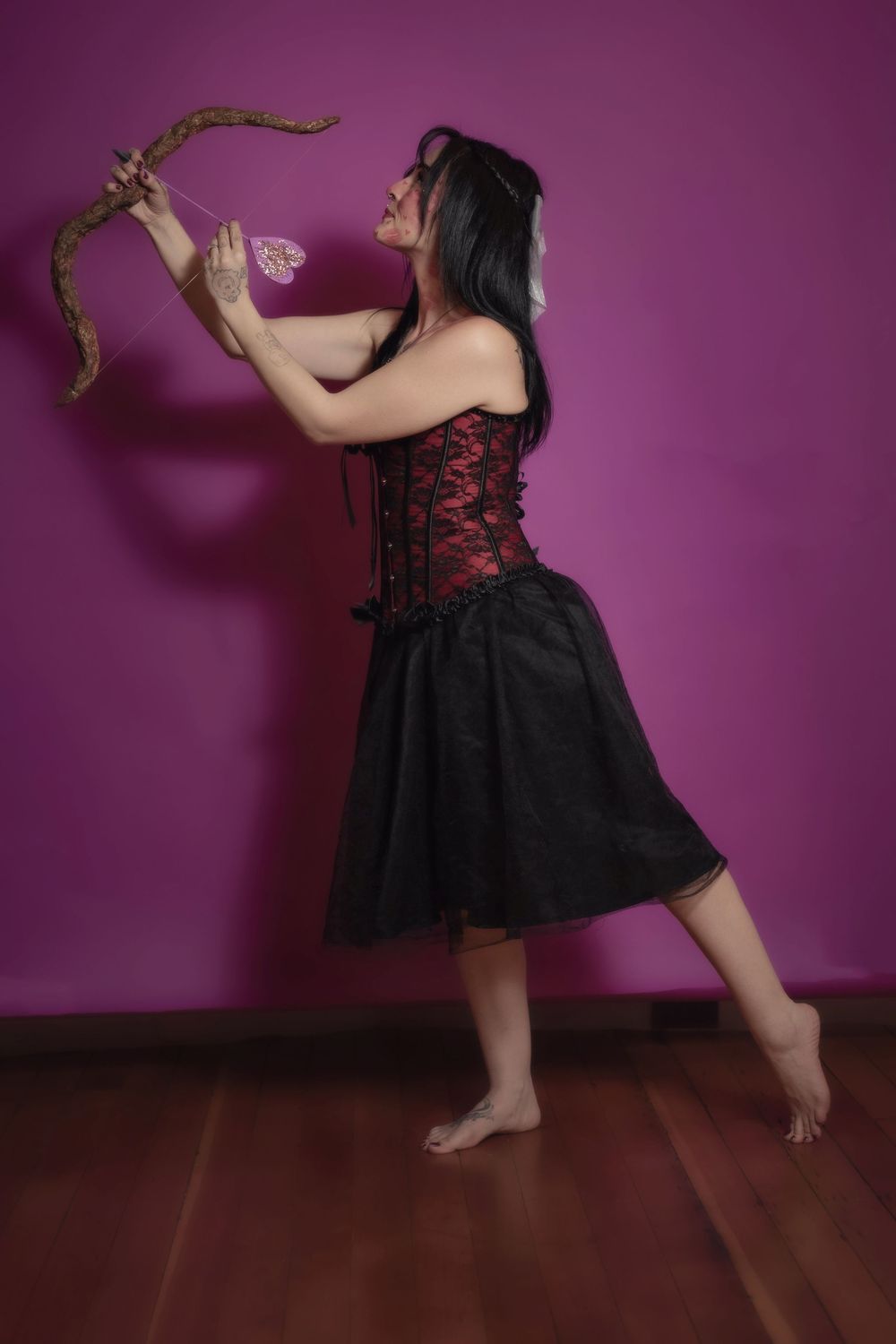 Valentines Day cupid wings dreamy photoshoot in Spokane Washington.