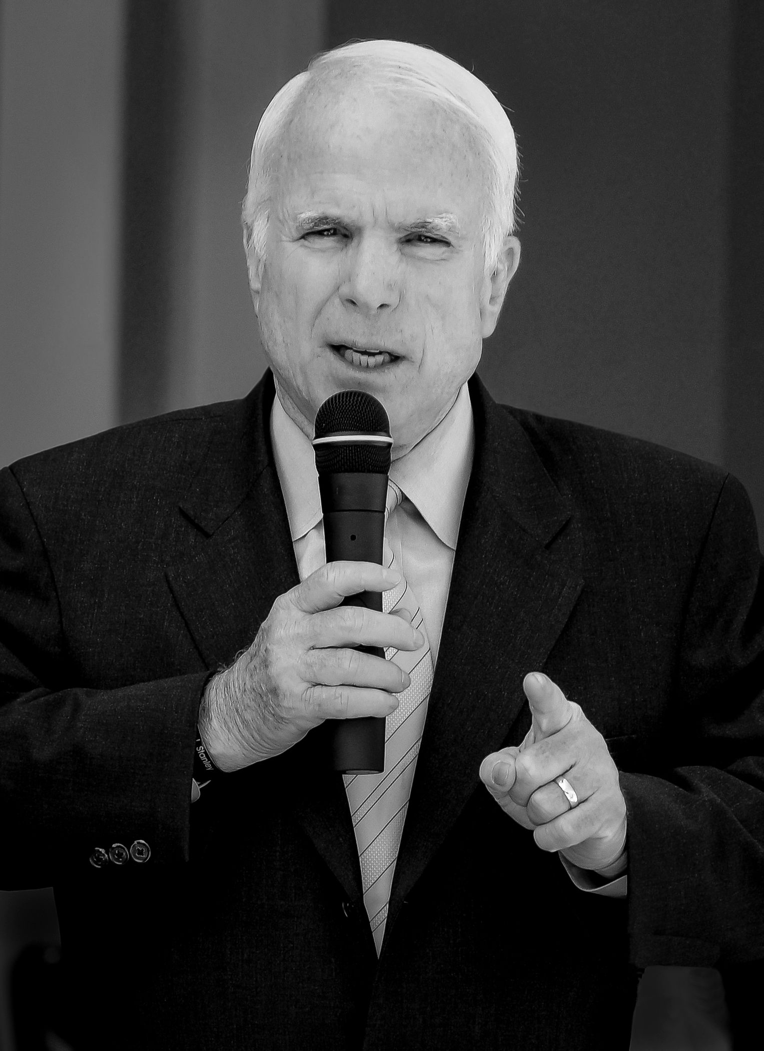 John McCain, Senator Arizona (R) holding microphone Jeffrey Tholl photography