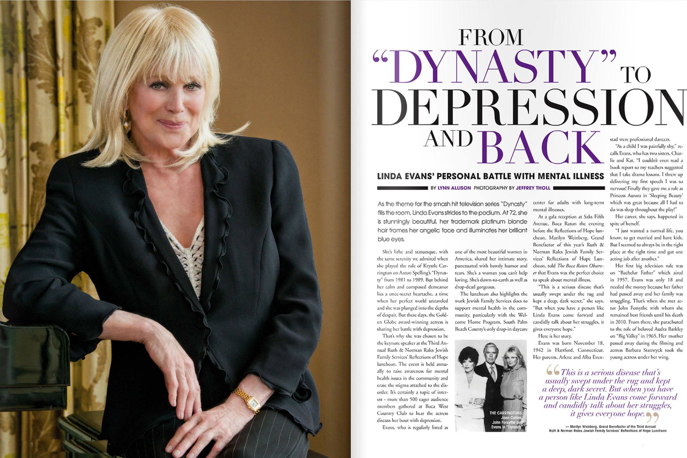 Linda Evans editorial photo Boca Raton Observer  Jeffrey Tholl photography