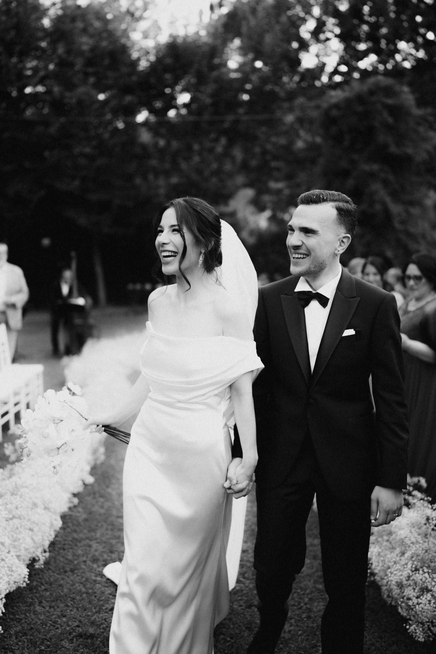 Italian Wedding, Couple in love smiling, black and white photo, Bride and Groom,