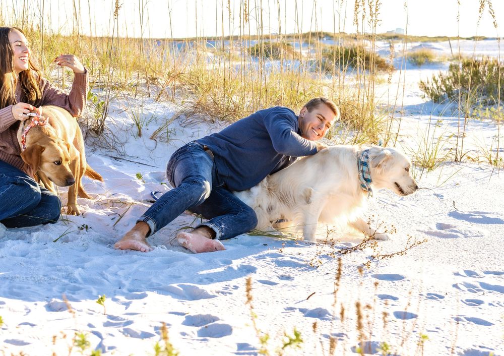 A sequence of photos showing someone falling and tumbling on a sandy white beach.