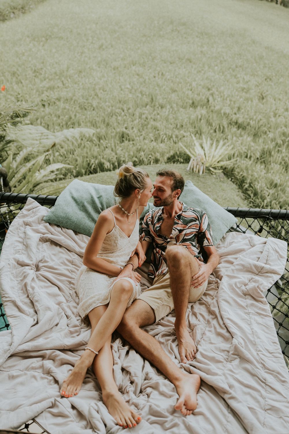 Romantic couple photoshoot at Bamboo House in Karangasem, Bali.