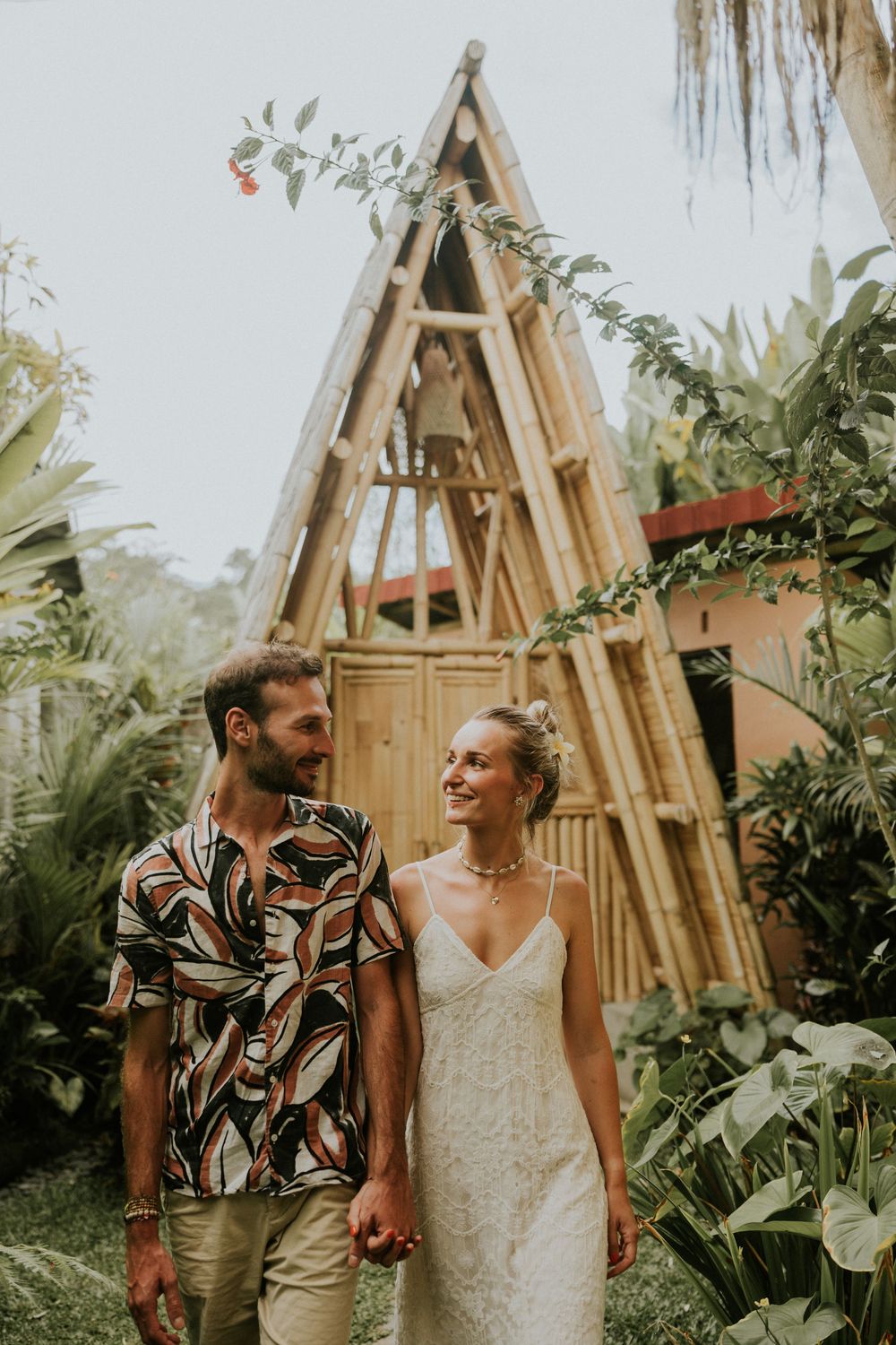 Romantic couple photoshoot at Bamboo House in Karangasem, Bali.