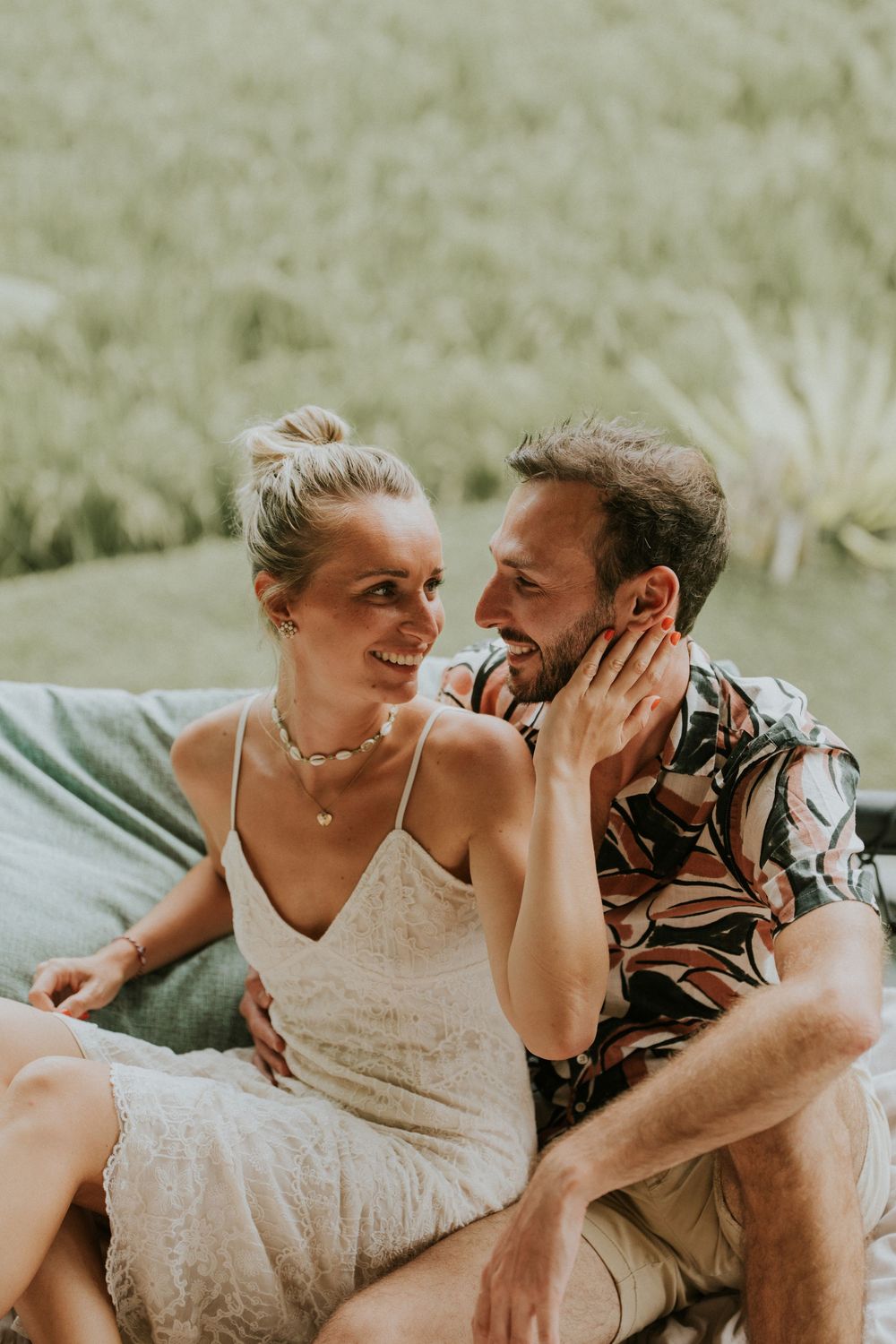 Romantic couple photoshoot at Bamboo House in Karangasem, Bali.