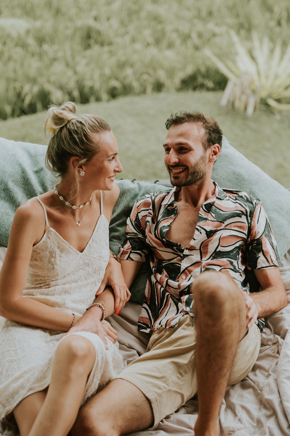 Romantic couple photoshoot at Bamboo House in Karangasem, Bali.