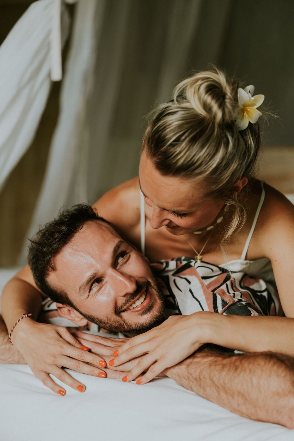 Romantic couple photoshoot at Bamboo House in Karangasem, Bali.