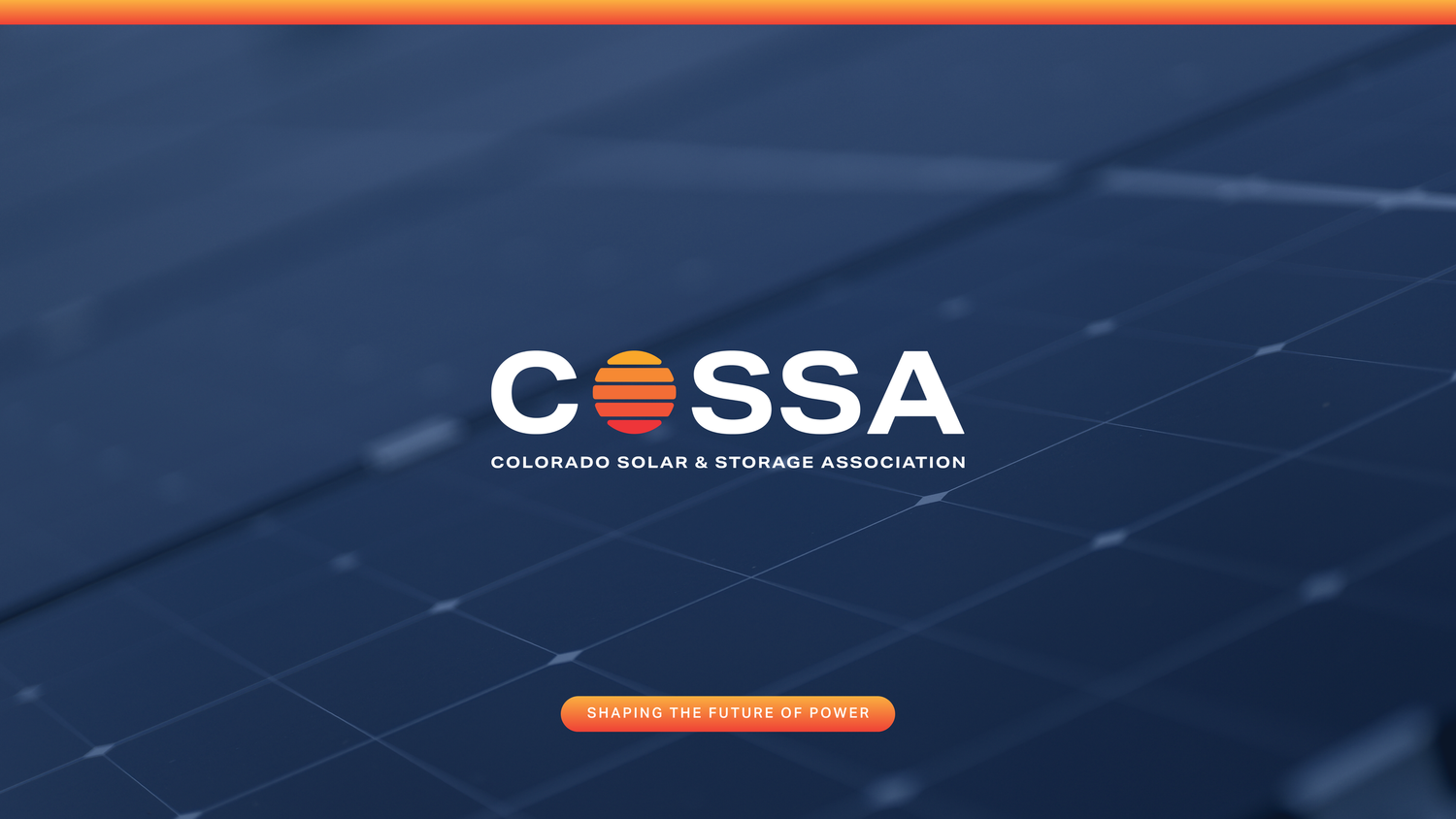 COSSA logo designs displayed on dark blue background with orange sun element.