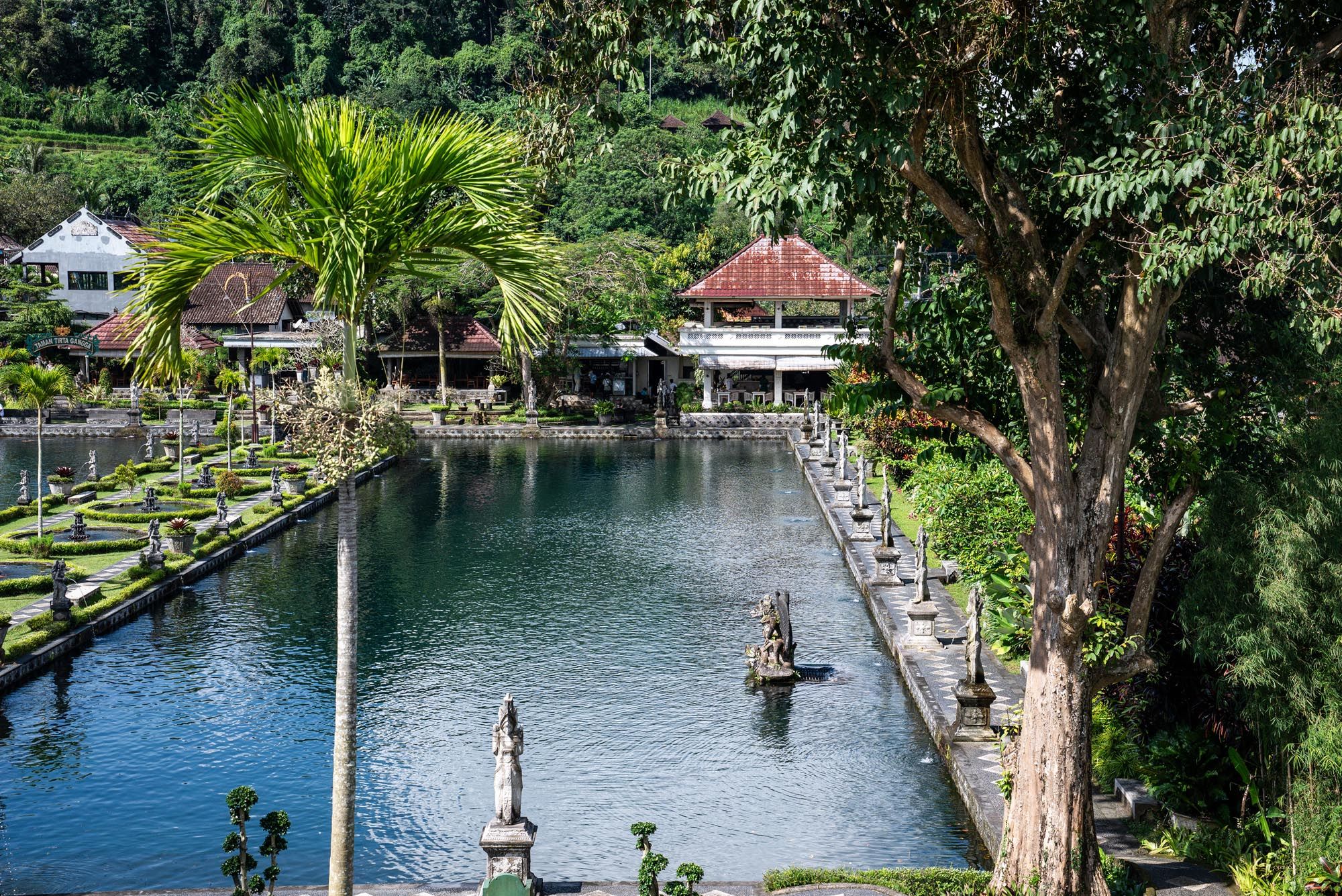 Historic water features inside Tirta Gangga Bali