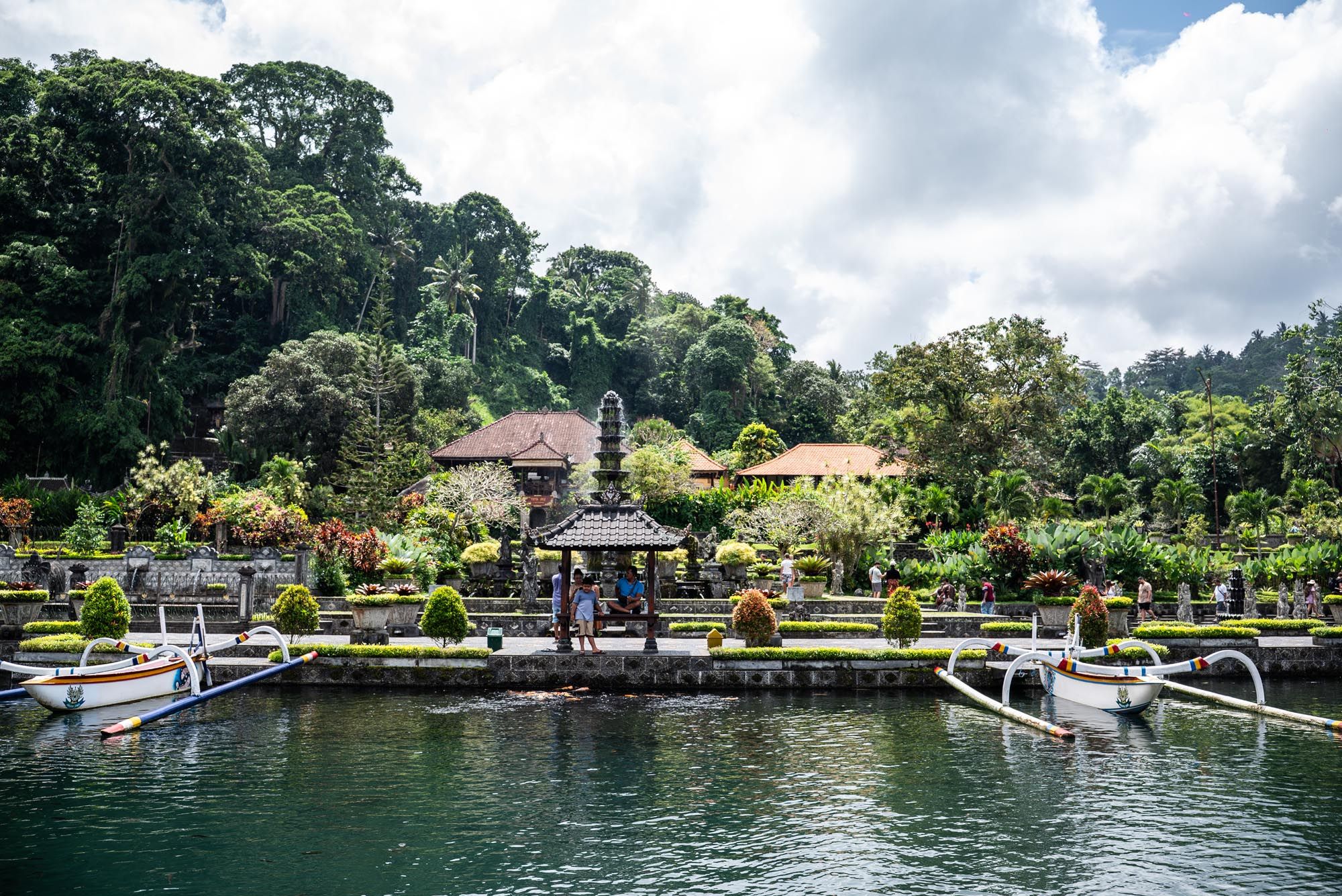 Walking around Tirta Gangga gardens in Bali