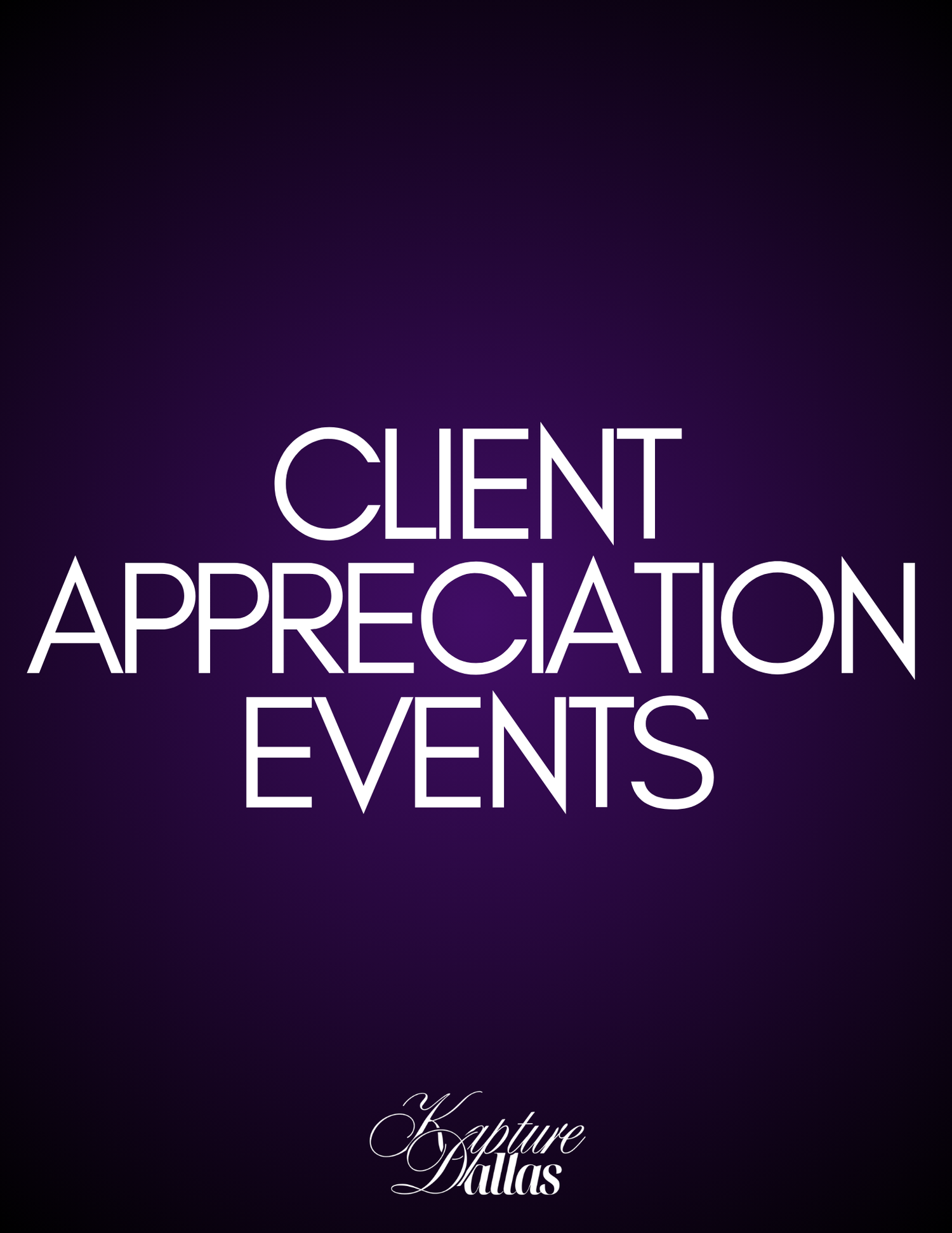 Purple gradient background with bold white text reading Community Events, branded with Kapture Dallas logo.