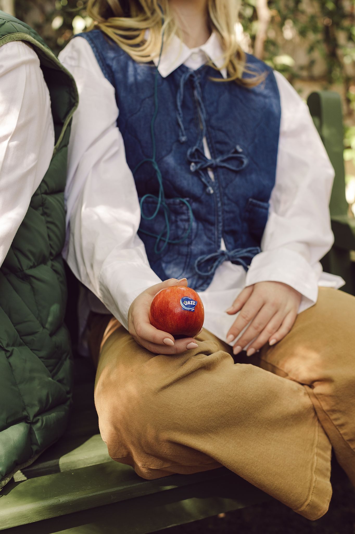 Close up of Jazz Apple in woman's hand