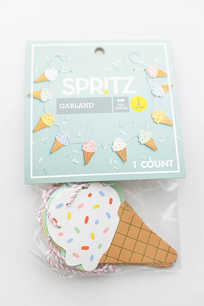 Ice cream cone garland banner for cute baby or child's birthday photoshoot in Menifee.