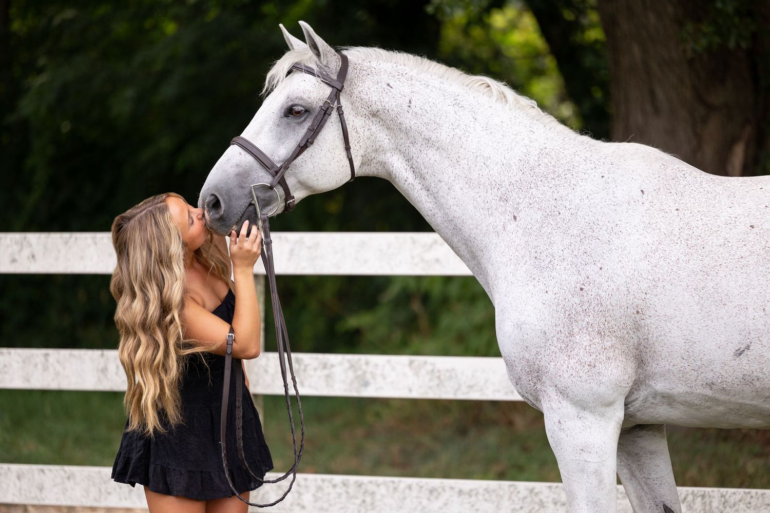 Lila Jabara and horse at White Oak Farm in Lowell, Michigan