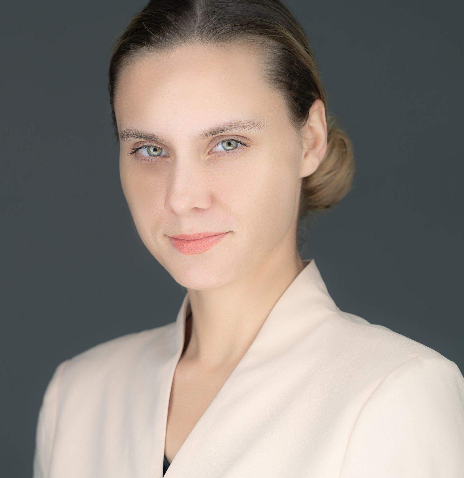 Professional business headshot of Charleston SC entrepreneur in modern office