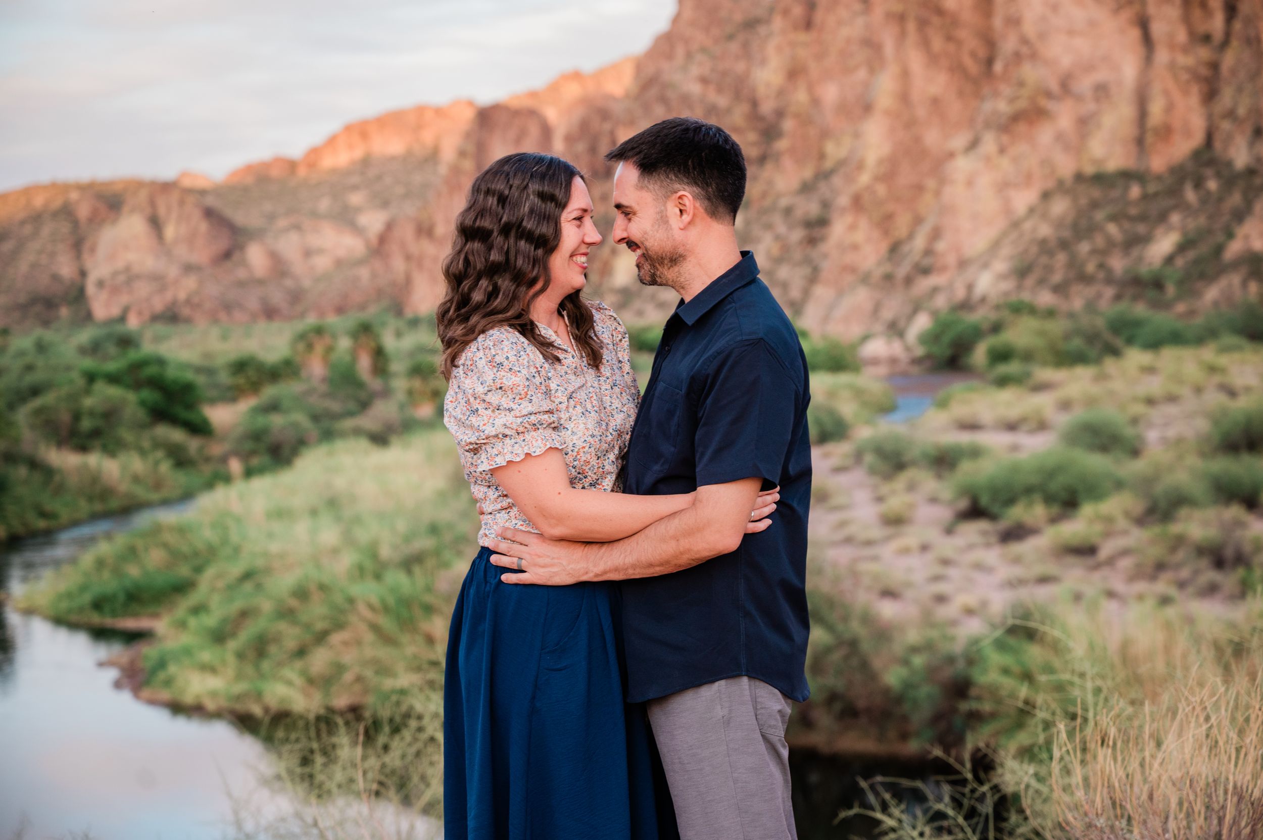 Gilbert Arizona photographer Melissa Maxwell of Jubilee Family Photography. Romantic couple at Water Users Recreation Area by Salt River.