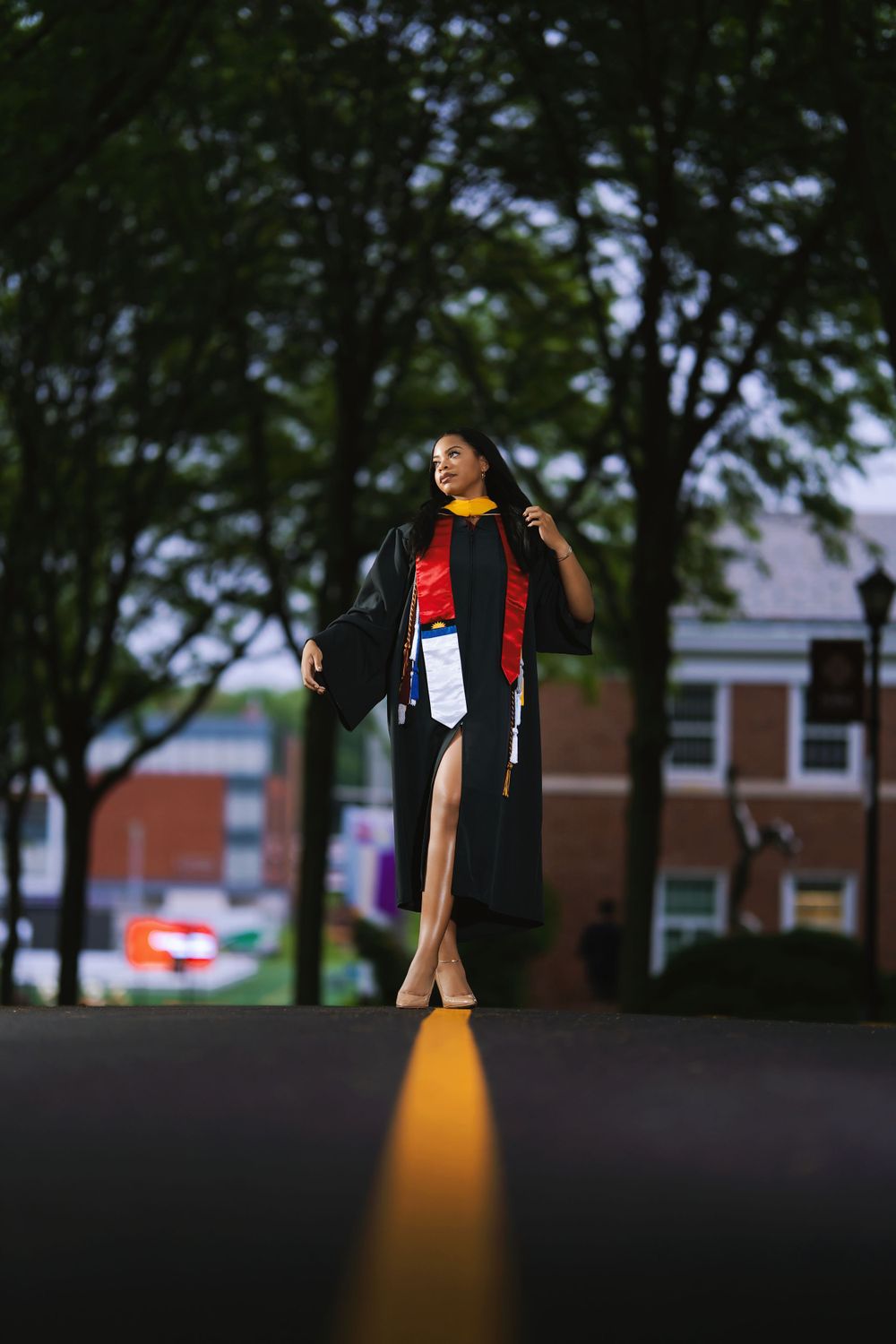 Outdoor graduation night portrait — editorial creative image by Timoy B Photography.
