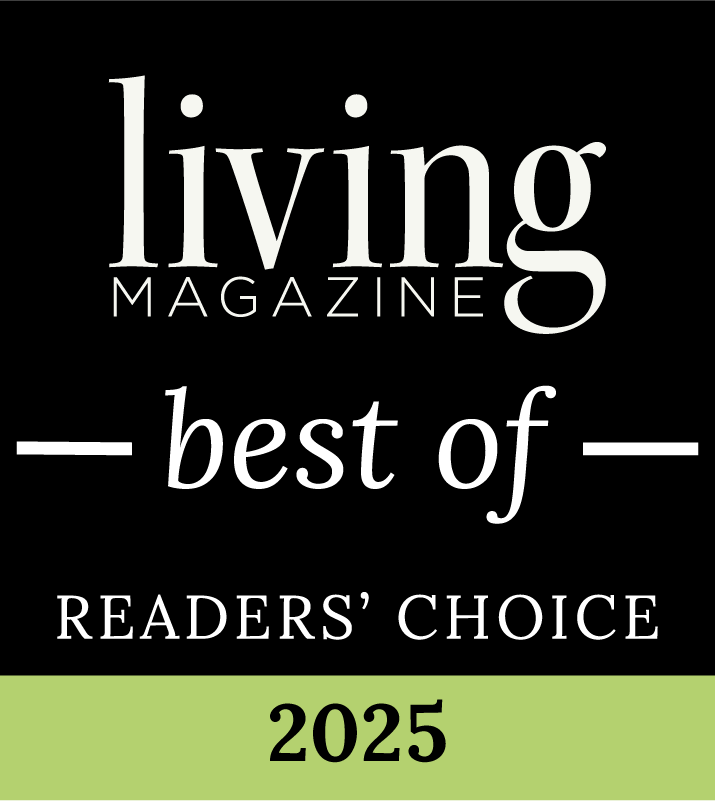 Living Magazine Best of Readers Choice 2025 award badge in black and green.