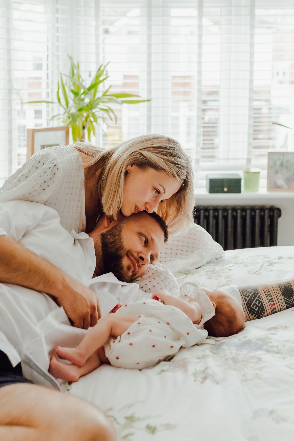 Calm and intimate in-home newborn session capturing natural family moments