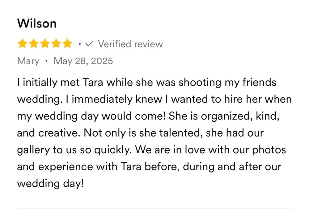 5-star wedding photography reviews for a Greenville, SC wedding photographer from happy couples.