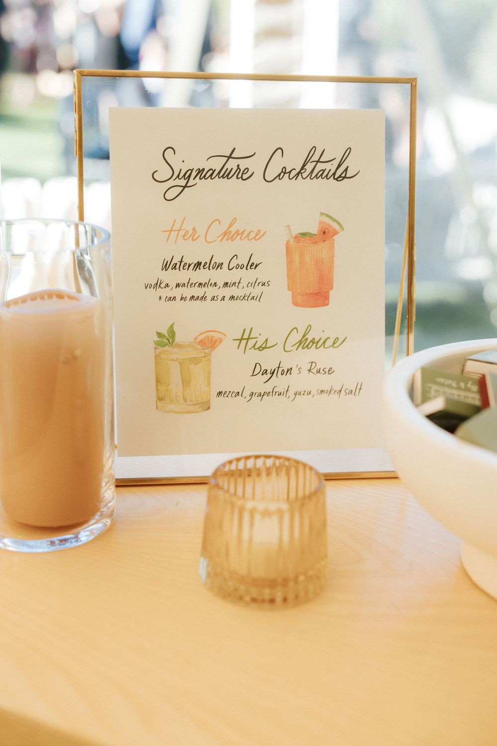 Custom signage for signature cocktails