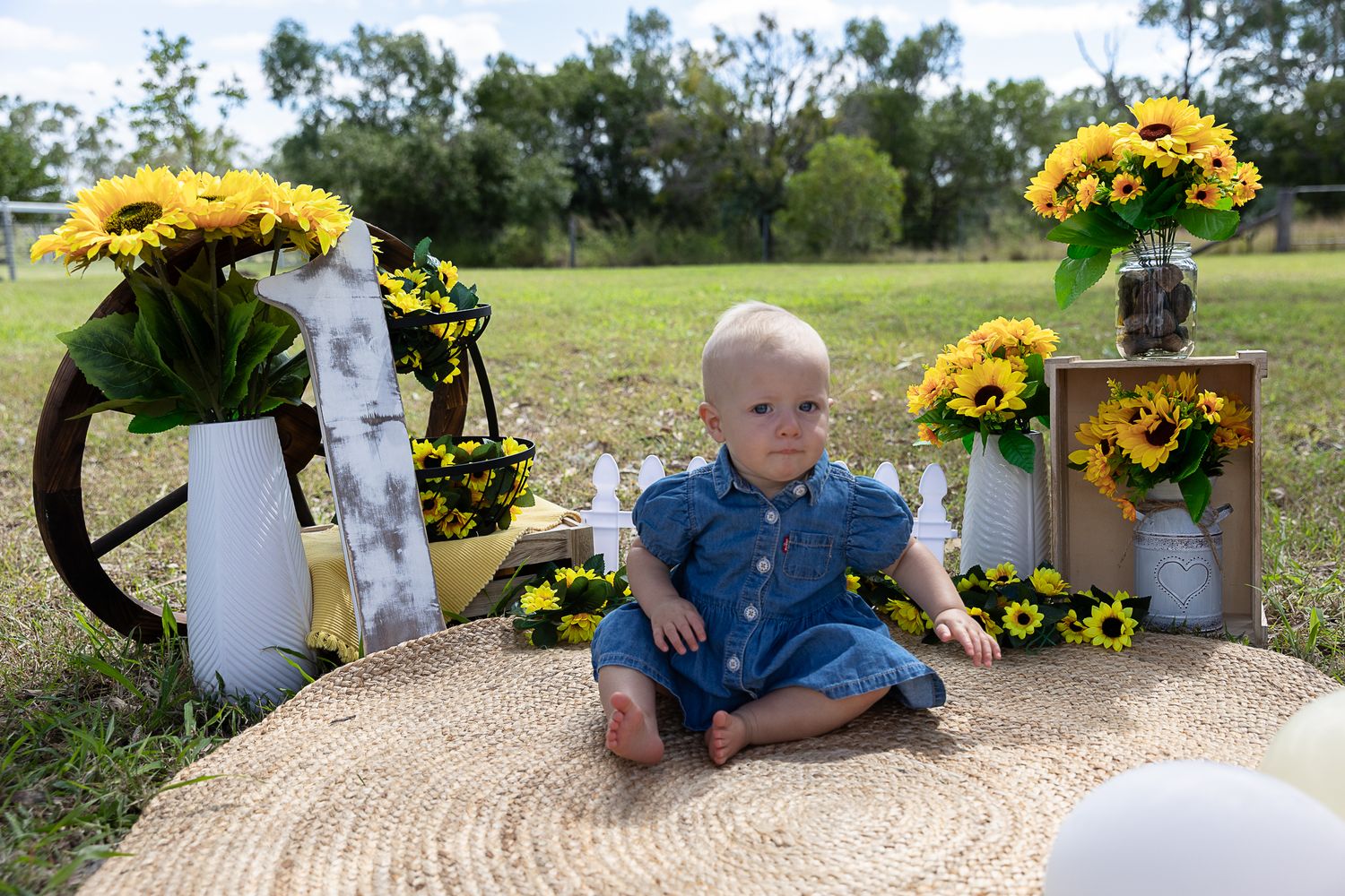 Sunflower cake smash professional photo shoot