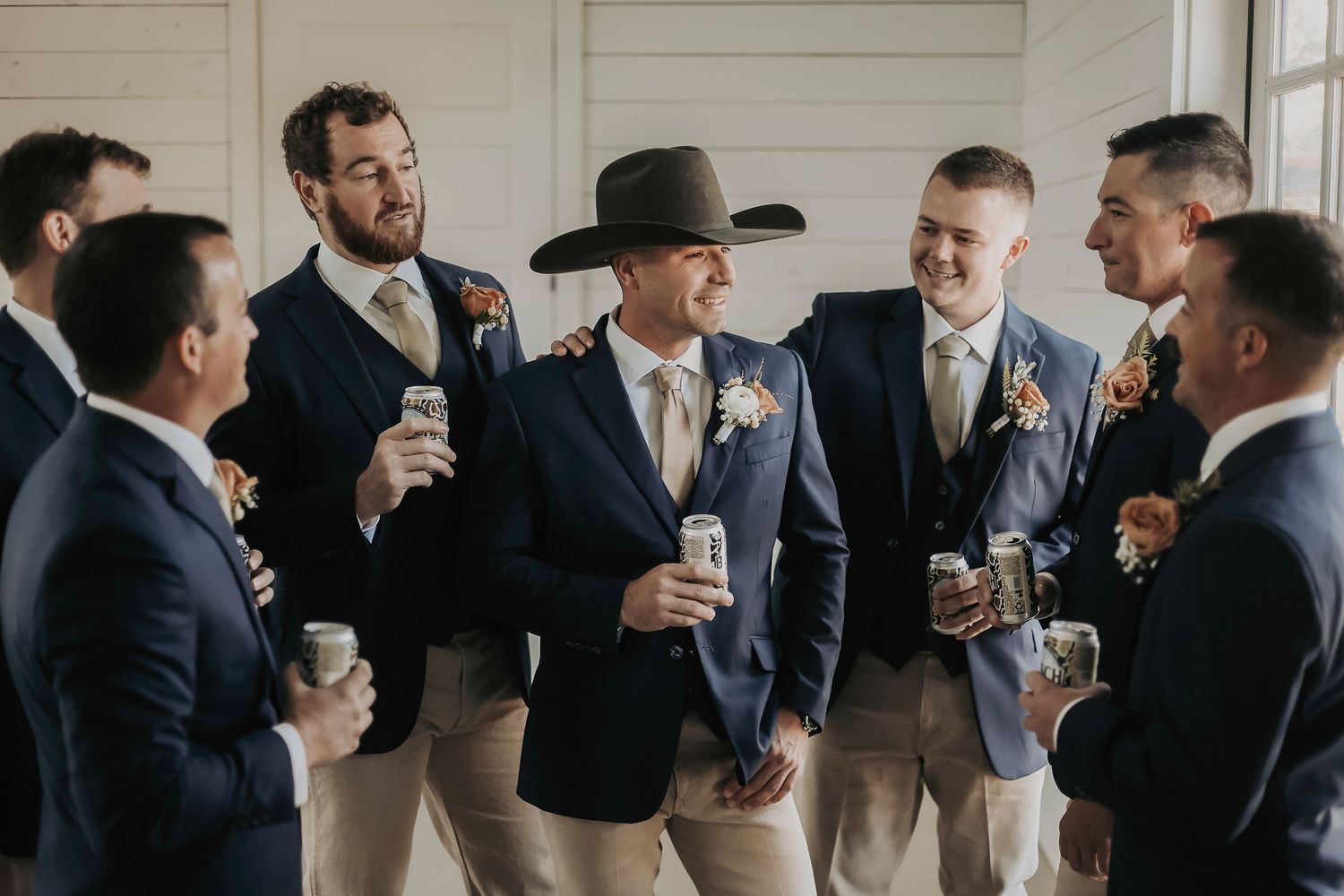 groom drinking with his buddies before his wedding